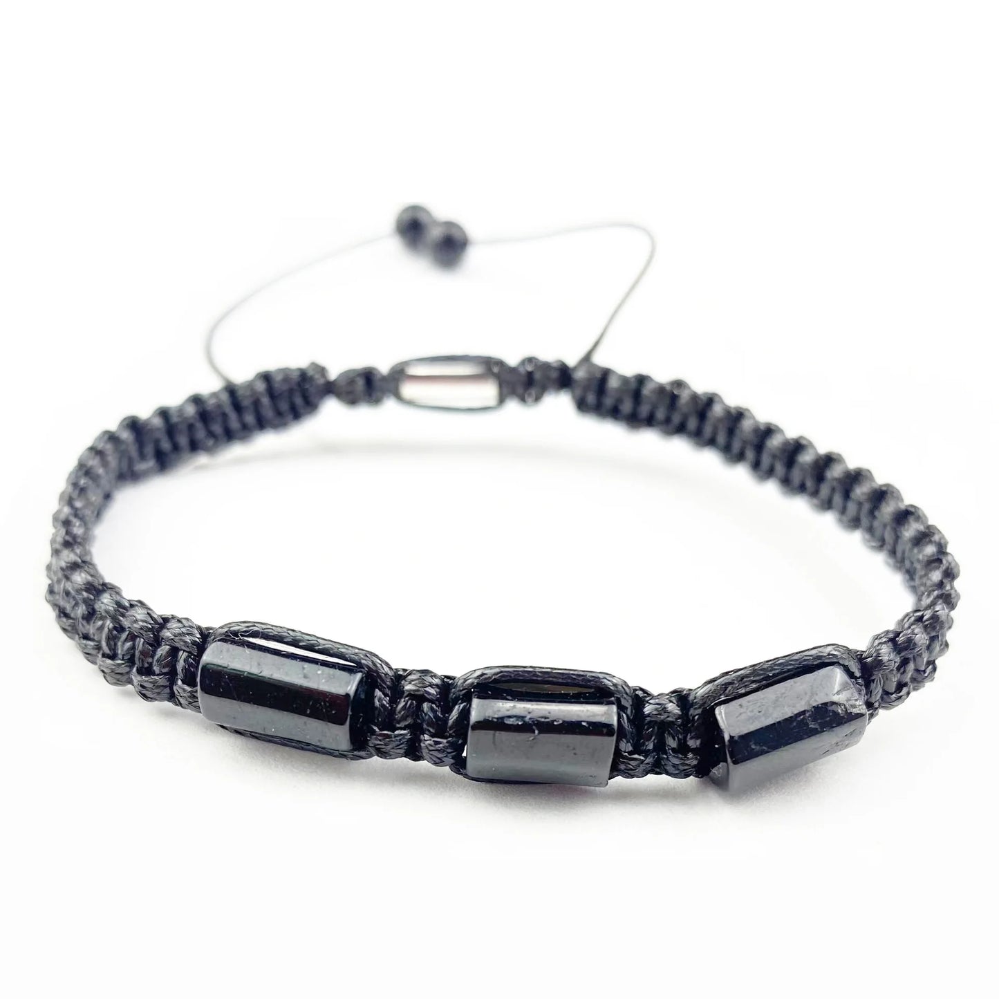 Irregular Natural Black Tourmaline Bracelet Men Handmade Braided Bad Energy Protection Crystal Bracelets Adjustable Jewelry X168