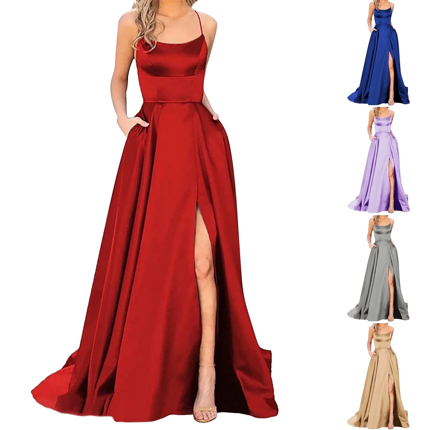 Womens Dress Elegant Vintage Ladies Backless Long Dresses Wine Party Prom Wedding Floor Length Evening Dress For Women