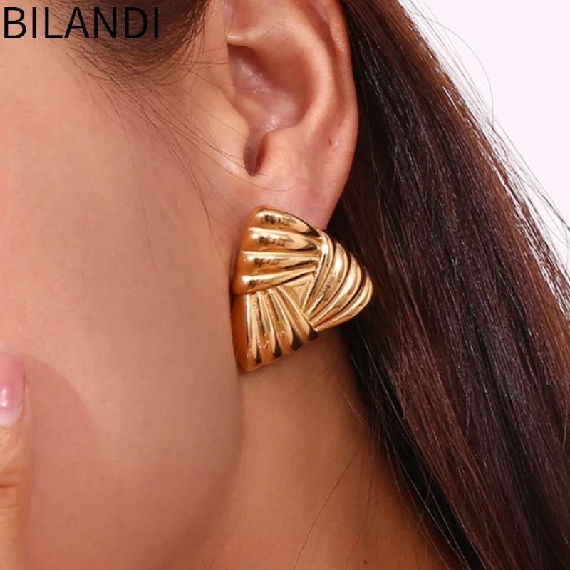 Bilandi Fashion Jewelry Vintage Temperament Metal Triangle Earrings For Girl Party Gifts Simply Design Ear Accessories Hot Sale