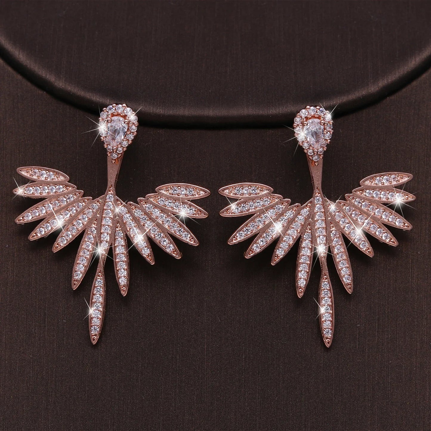 Luxury Trendy Marquise Flower Full Mirco Paved Crystal Zircon Naija Wedding Drop Earring Fashion Party Bridal Jewelry