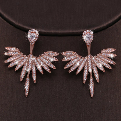 Luxury Trendy Marquise Flower Full Mirco Paved Crystal Zircon Naija Wedding Drop Earring Fashion Party Bridal Jewelry