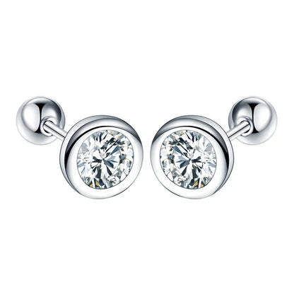 Genuine 925 Sterling Silver Lady's High Quality Fashion Jewelry Crystal Stud Earrings XY0228