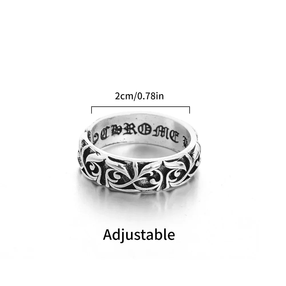 Gothic Personality Cross Sterling Silver Rings Men and Women Lovers Trendsetter Retro Thai Silver Eternal Rattan Ring Jewelry