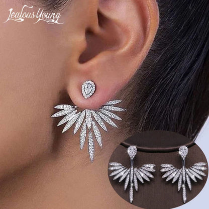 Luxury Trendy Marquise Flower Full Mirco Paved Crystal Zircon Naija Wedding Drop Earring Fashion Party Bridal Jewelry