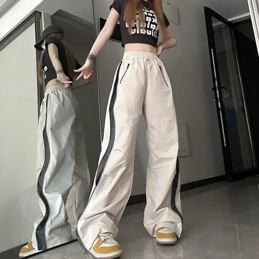 Y2K Techwear Sweatpants Women Streetwear Korean Hip Hop Harajuku Cargo Parachute Track Pants Lady Wide Leg Joggers Trousers 2023