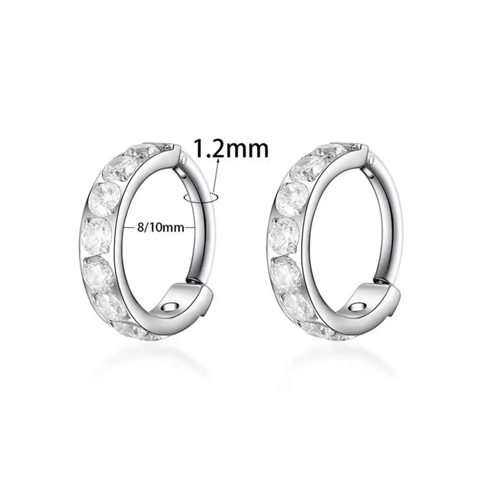 G23 Titanium 16G Women Round Earrings Shiny Zircon Ear Cartilage Tragus Helix Piercing Ring Body Jewelry