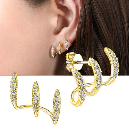 Huitan Silver Color Claws Stud Earrings with Crystal AAA CZ Stone Modern Design Fashion Versatile Accessories Women 2022 Jewelry