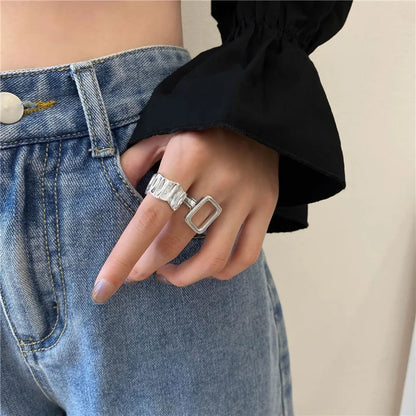 Fashion Silver Color Finger Rings Set for Women 2023 Hot Sale Creative Simple Irregular Geometric Party Jewelry Gift