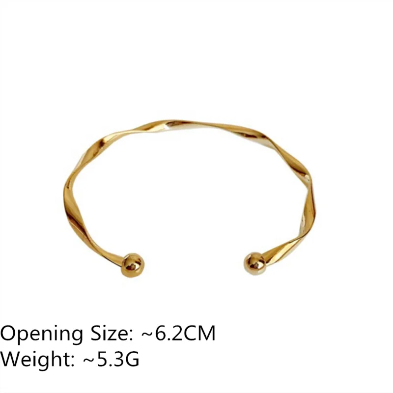 Fashion Opening Bangle Gold Color Glossy Twisted Thin Bangles For Women Female Open Minimalist Style Charm Cuff Bracelet Jewelry Sri sampi