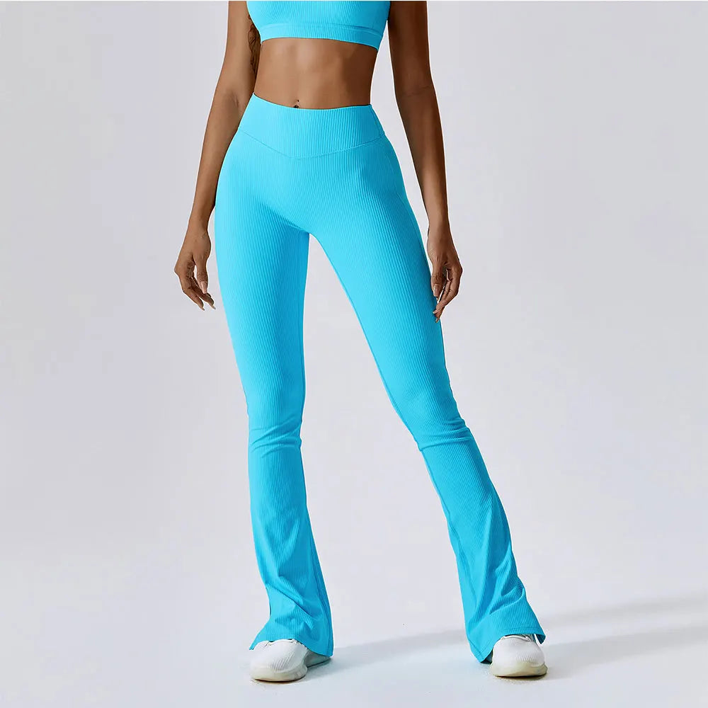 New Latin Dance Trousers Women High Waist Wide Leg Pants Women Gym Workout Fitness Sports Flared Pant Leggings Flare Yoga Pants