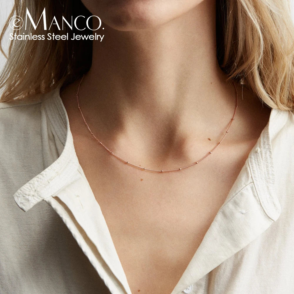 eManco Gold Color Stainless Steel 316 Chain Choker Necklace Women Chain Necklace Sets for Women gift