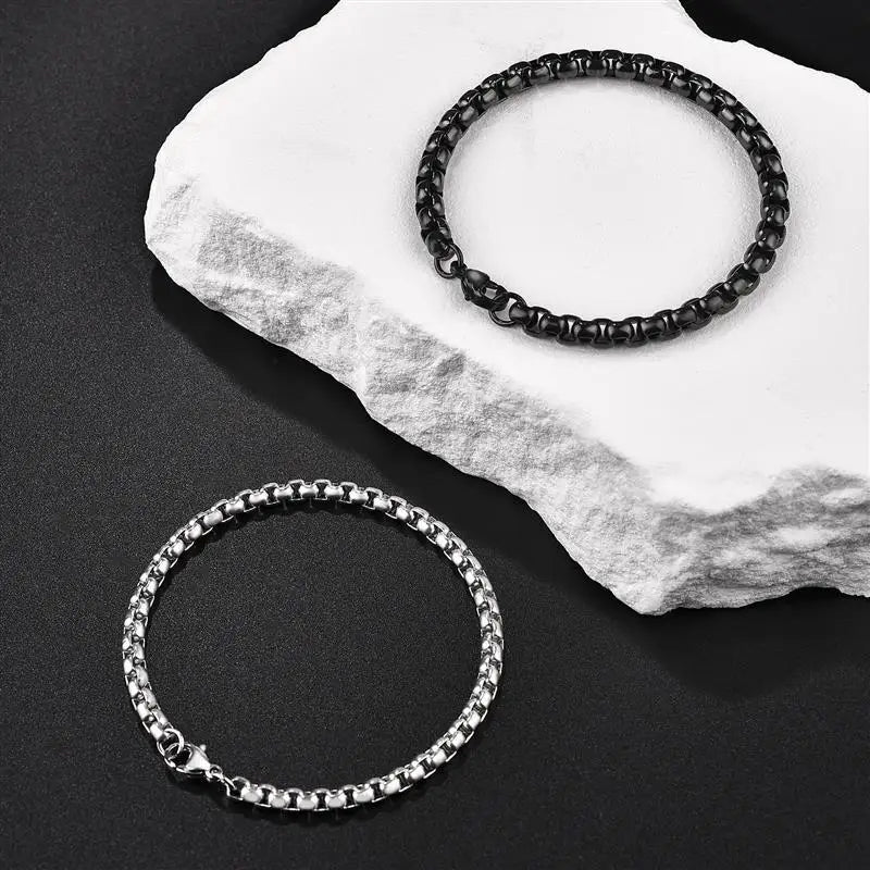 2/3/4/5mm Stainless Steel Bracelet Necklace for Men Women Box Chain Black Color Steel Color Punk Choker Fashion Jewelry Gift