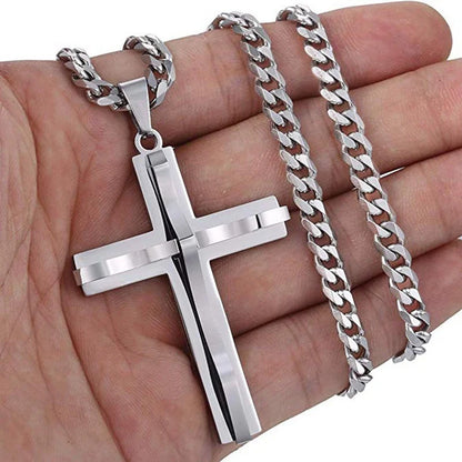 Luxury Mens Jewellery Cross Necklace Men Faith Jewelry Stainless Steel Necklace Chain Necklace Hip Hop Punk Party Accessories