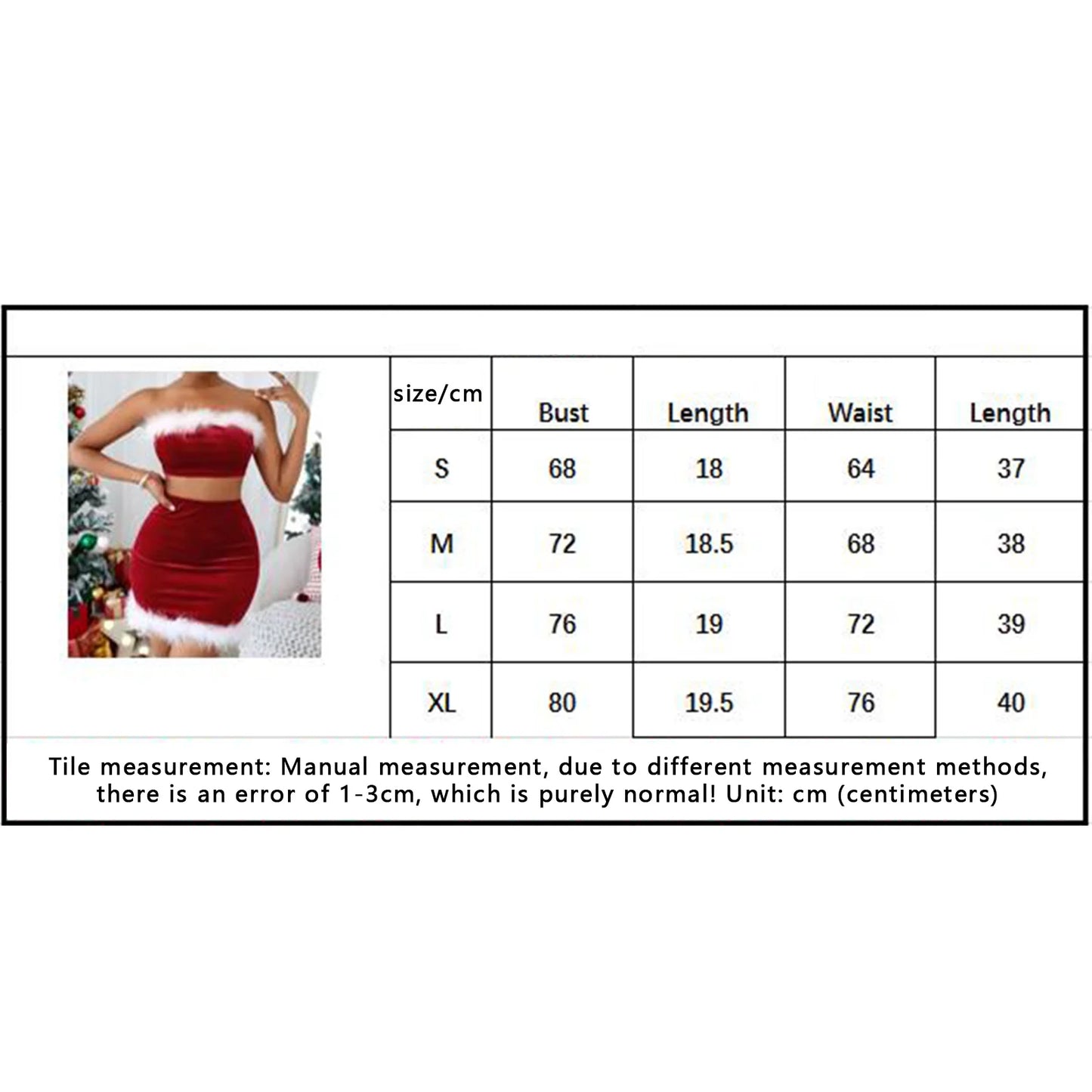 Women's Christmas Skirt Outfits Contrast Color Crop Tube Tops Bodycon Mini Skirt Lingerie Festival Costumes Party Dress Sets