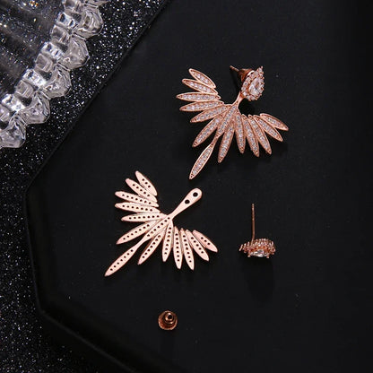 Luxury Trendy Marquise Flower Full Mirco Paved Crystal Zircon Naija Wedding Drop Earring Fashion Party Bridal Jewelry