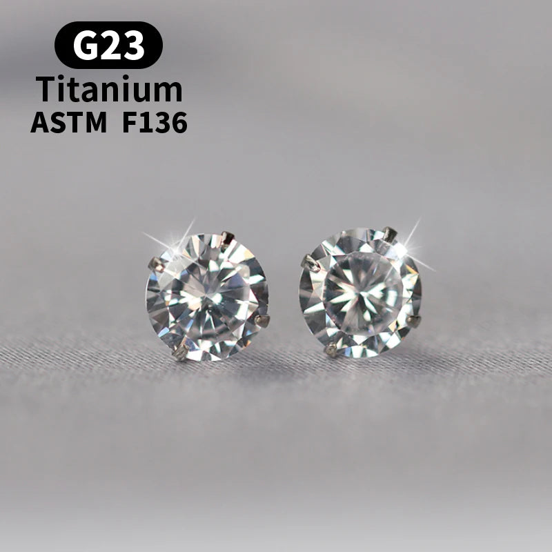 Orecchini a bottone in titanio G23 da 2 pezzi per donna 20G con gioielli piercing alla cartilagine del trago dell'orecchio della signora zircone 