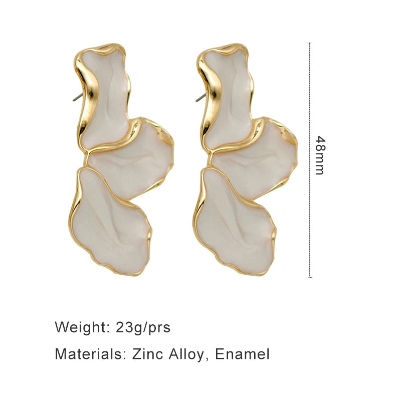 Irregular Metal Cream Eanmel Petal Post Earrings For Women Heavy Design New Style Fashion Jewelry Party Accessories Gift 2023575