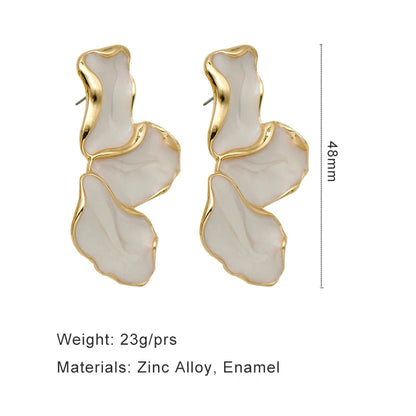 Irregular Metal Cream Eanmel Petal Post Earrings For Women Heavy Design New Style Fashion Jewelry Party Accessories Gift 2023575