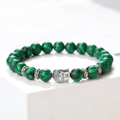 Charm Vintage Buddha Beads Bracelet Men Natural Tiger Eye Malachite Black Lava Stone Chakra Bracelets for Women Bileklik Jewelry