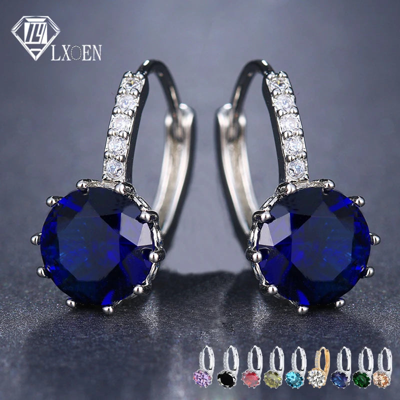 LXOEN Moda 10 Colori AAA CZ Orecchini a cerchio per le donne Argento Colore Cristallo Ragazza Cerchi Gioielli Regalo All'ingrosso brinco bijoux