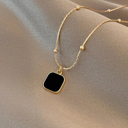 Collane in acciaio inossidabile Catene girocollo con pendente quadrato minimalista squisito nero Collana di moda per gioielli da donna Regali per feste