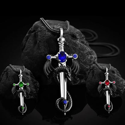 Fashion Men Creative Dragon Sword Necklace Punk Animal Dragon Pendant Hip Hop Necklaces for Men Animal Jewelry Anniversary Gift