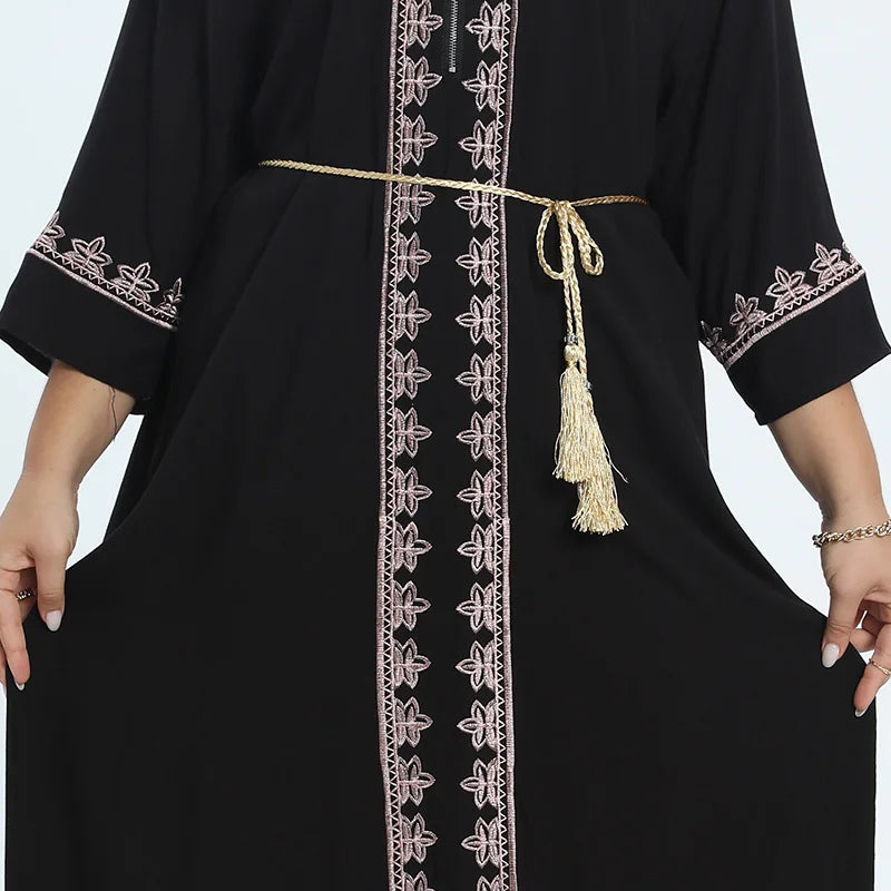 Nuovo stile Plus Size Abaya africano Dashiki caftano tradizionale caftano in cotone ricamo O-collo Jilbab allentato Boubou abito casual