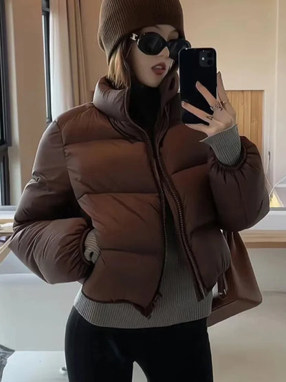 Down Cotton Jackets Women Vintage Short Parkas Female Autumn Winter Warm Padding Jacket Ladies Casual Fashion Stand Collar Coat