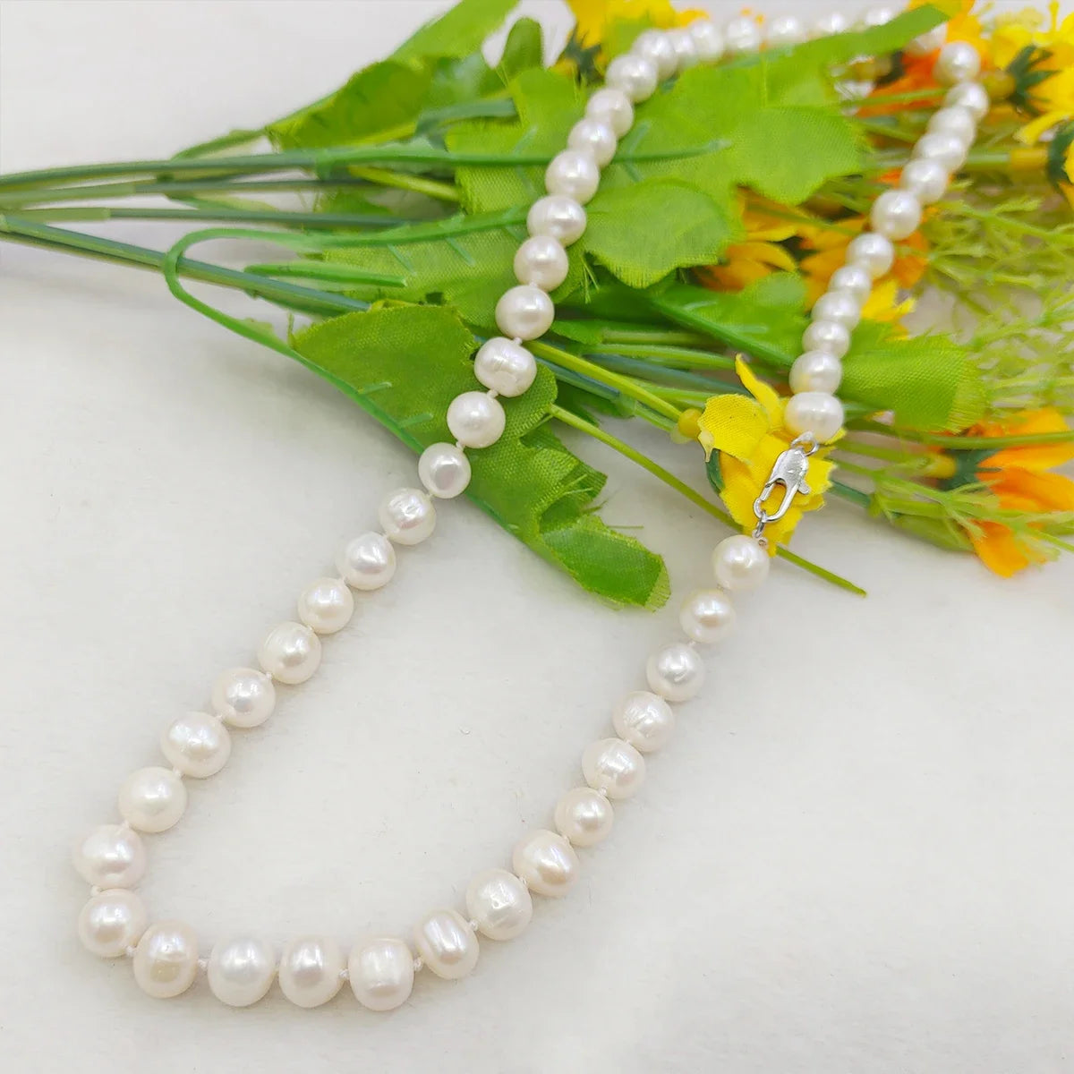 New Natural Beads Pretty 8-9mm White Tahiti Pearl Necklace 17''+Earrings DIY Jewelry Sets Gifts For Girl Women Wholesale Price