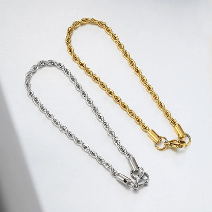 Hip Hop Width 3/4MM Stainless Steel Short Rope Chain Bracelet for Men Homme Simple Punk Chain on Hand Fashion Rapper Jewelry