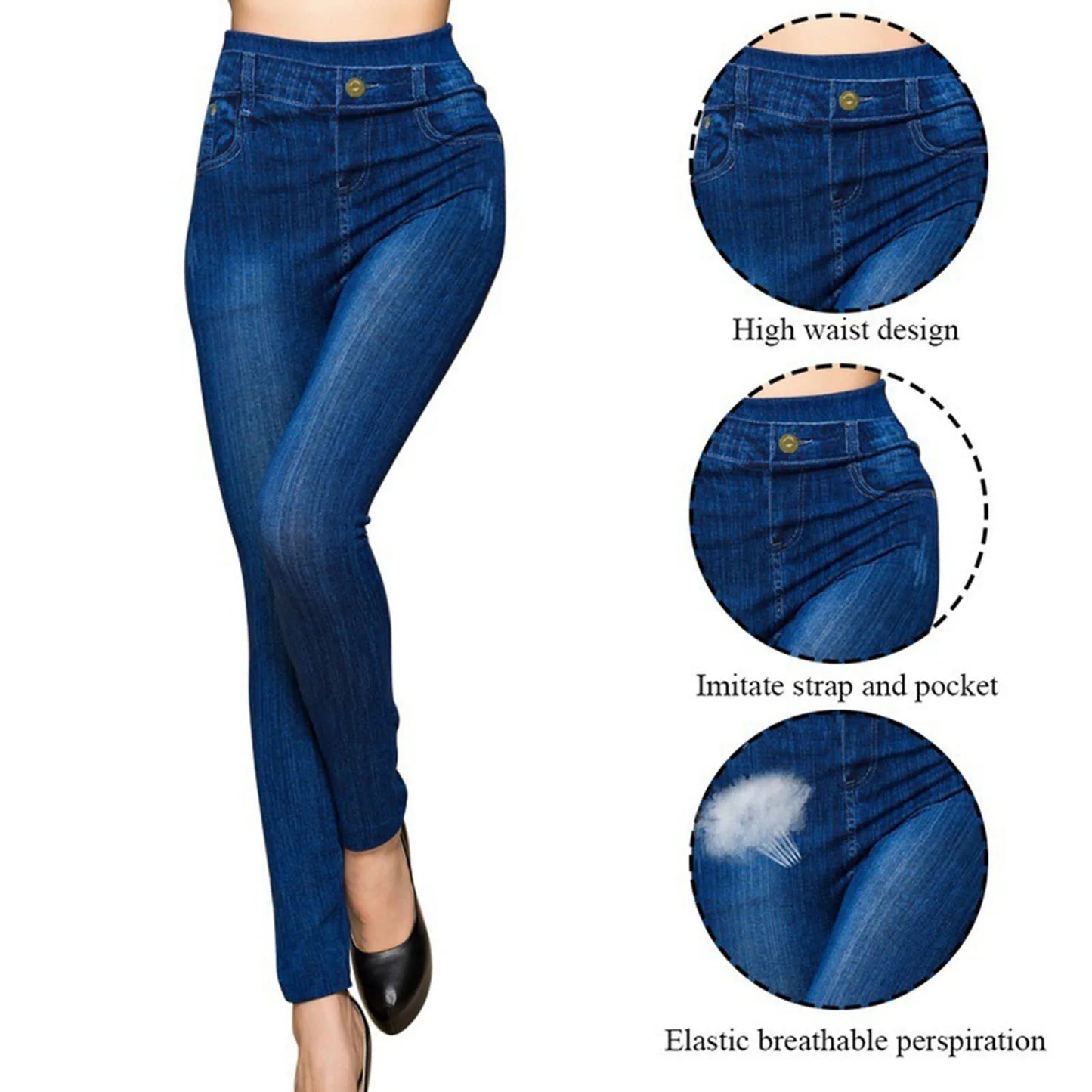 Women Denim Jeans High Waist Jeans Stretch Pockets Button Denim Pants Seamless Trousers for Women Long Skinny Pencil Pants