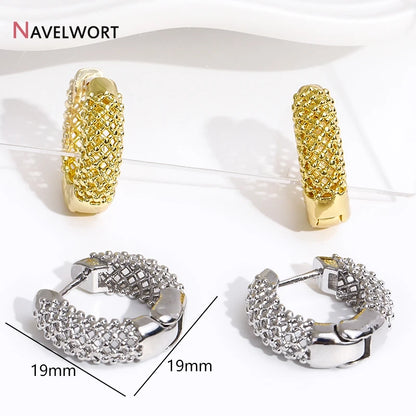 Trendy 19mm Gold Color Brass Round Hoop Earring,High Quality Hollow Out Huggie Earring,Fashion Earring For Women Party Gifts