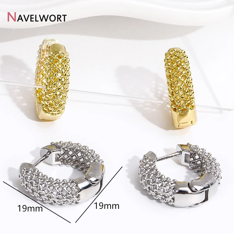 Trendy 19mm Gold Color Brass Round Hoop Earring,High Quality Hollow Out Huggie Earring,Fashion Earring For Women Party Gifts