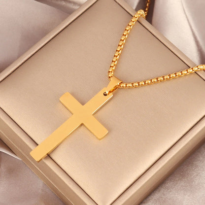 316L Stainless Steel Cross Necklace For Men Chain Necklaces Punk Gold Silver Black Color Cross Pendant Necklace  Jewelry