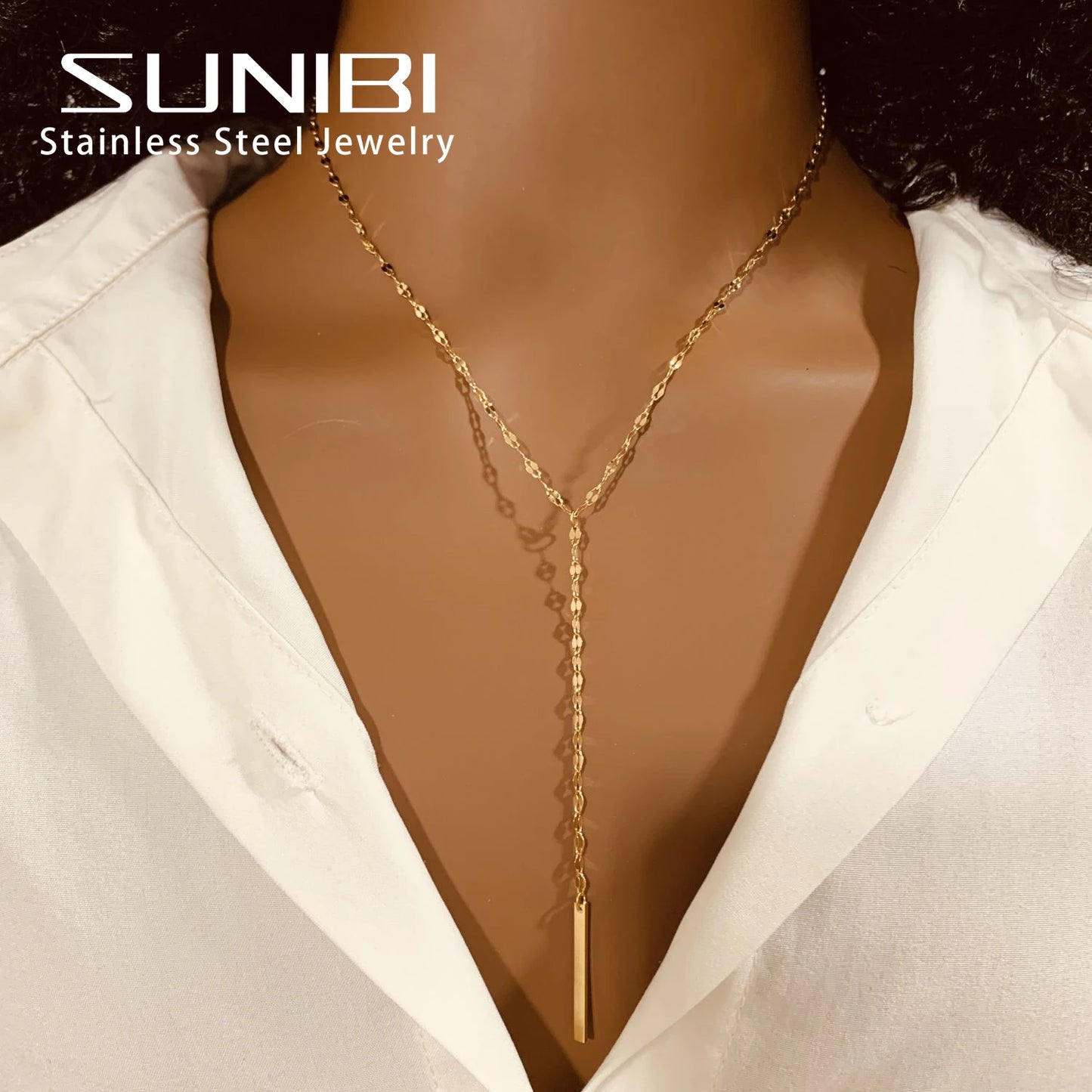 SUNIBI Fashion Stainless Steel Necklace for Woman Personality Infinity Cross Pendant Gold Color Necklaces on Neck Women Jewelry