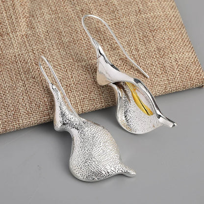 Exquisite Blooming Flower Hook Earrings Simple Accessories Gold Silver Color Plant Dangle Earrings for Women Jewelry