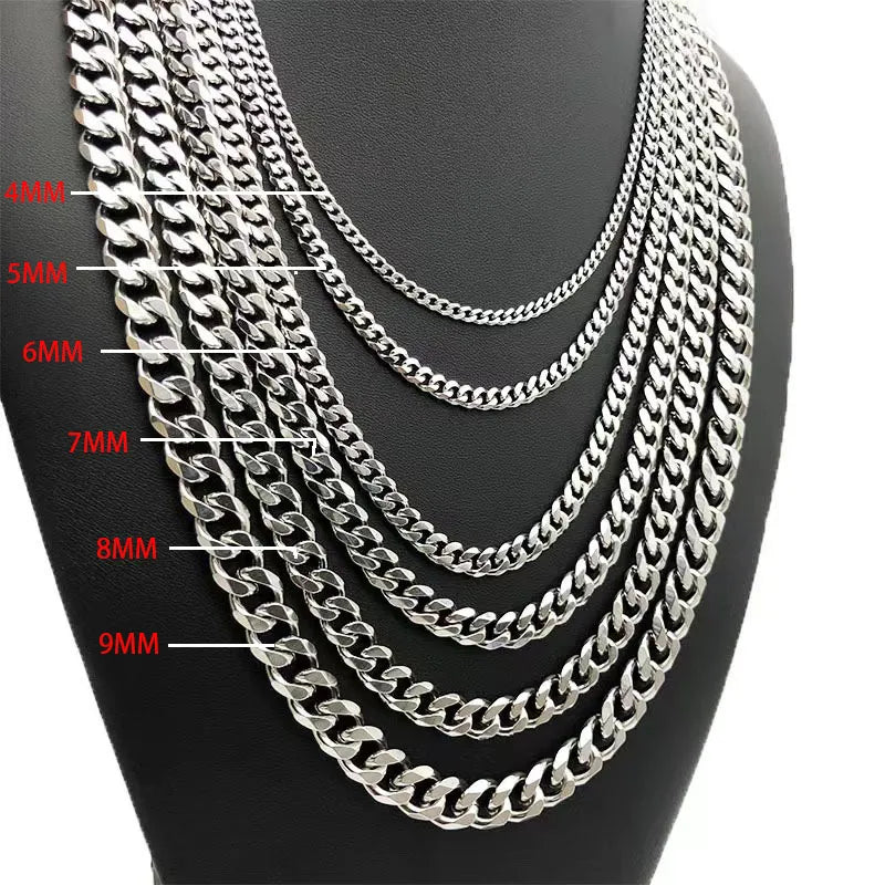 Fashion Stainless Steel Necklace Cuban Chain Men Ladies Punk Hip Hop Will Not Fade Collar Choker Jewelry Gift Free Shipping