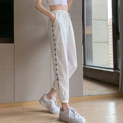 New Fashion Ice Silk Quick Drying Sportswear Trousers Women Summer Casual Shiny Sweat Pants Women Cheap Wholesale Dropshipping 2