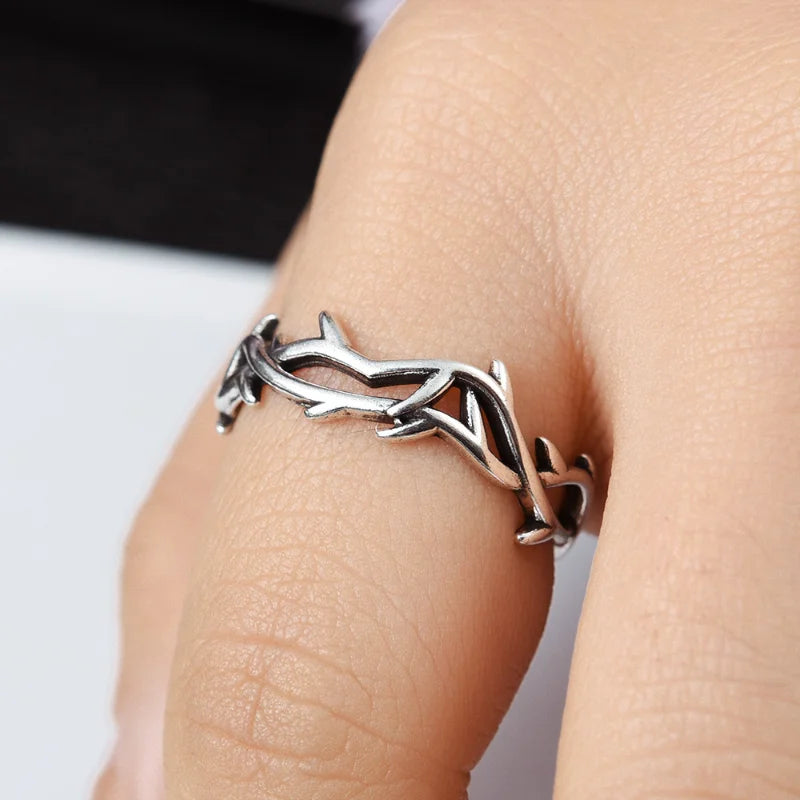 Couple Punk Irregular Thorns Couple Rings Retro Hip-hop Personality Adjustable Finger Ring for Men Women Lovers Jewelry Gifts