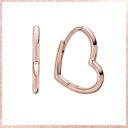 New 925 Silver Rose Gold Hoop Earrings Clear Zircon Circle Heart Bowknot Earring For Women Stud Earring Anniversary Jewelry Gift