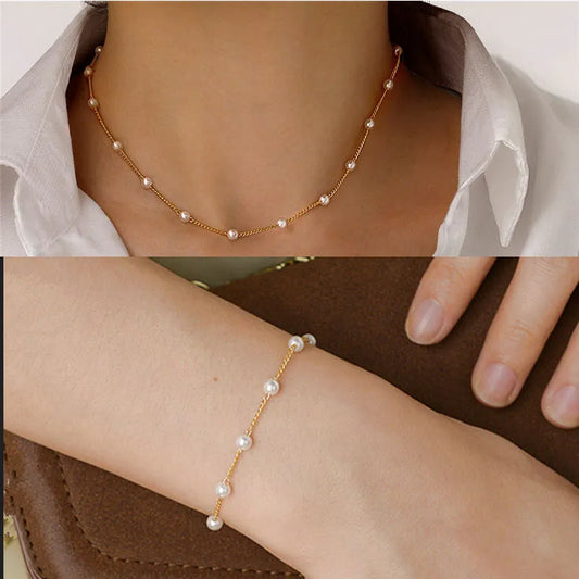 Beads Jewelry Set Women's Necklace Bracelet Set Fashion Trendy Short Choker Jewelry Gift for Friend Wholesale Dropshipping