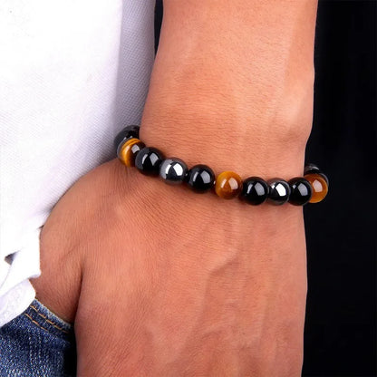 Natural Black Obsidian Hematite Tiger Eye Beads Bracelets Men for Magnetic Health Weight Loss Braided Bracelet Women Jewelry