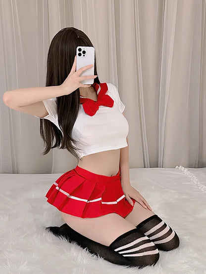 Lingerie New Female Sexy Student Dress Pleated Mature Charm Mini Short Dress School Uniform Role Playing Uniform Dress PDQJ