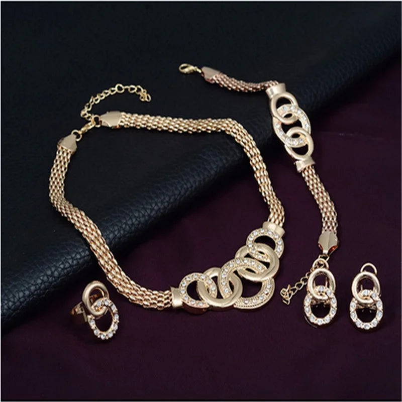 traje de cinco anillos collar pendientes pulsera anillo conjunto de cuatro piezas