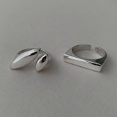 BF CLUB 925 Sterling Silver Ring For Women Flat Simple Finger Open Vintage Handmade Ring Allergy For Party Birthday Gift