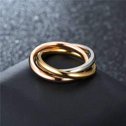 Classical Triple Ring Interlocked Rings Wedding Jewelry Accessories Fashion Three In One Sets Stainless Steel Rings Women Gift