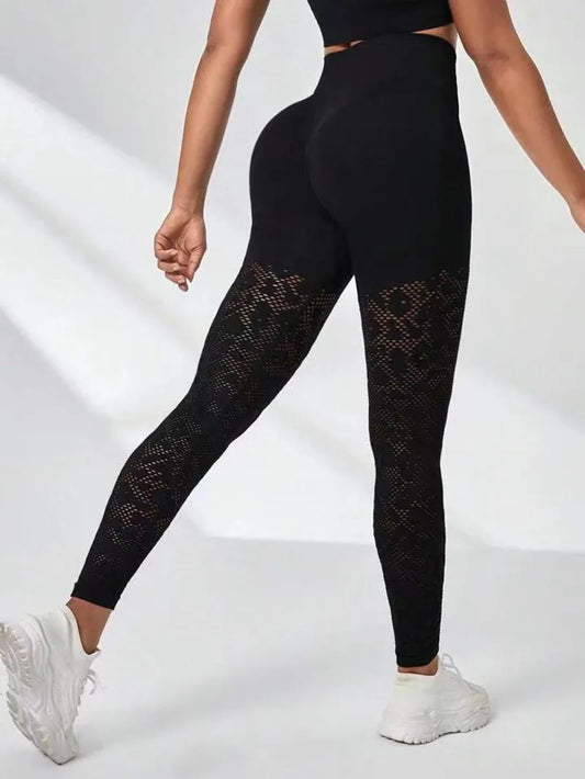 Women Seamless Leggings  Hollow Out Gym Leggings Ladies High