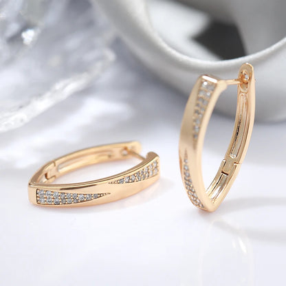 SYOUJYO Trendy 585 Rose Golden Hoop Earrings For Women Vintage Bride Wedding Jewelry Cubic Zircon Luxury English Earrings