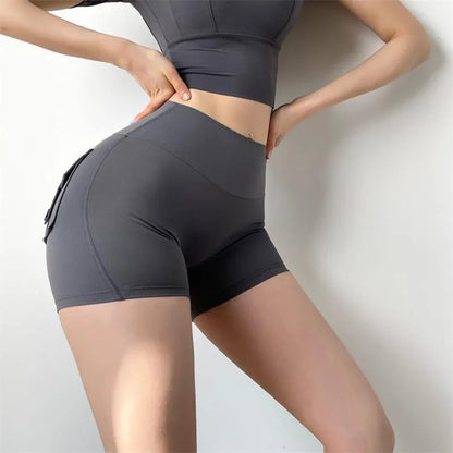 Pantaloncini sportivi senza cuciture Yoga Leggings da donna Push Up Vita alta Palestra Scrunch Sport Fitness Allenamento Butt Lifting Short Cycling Tight