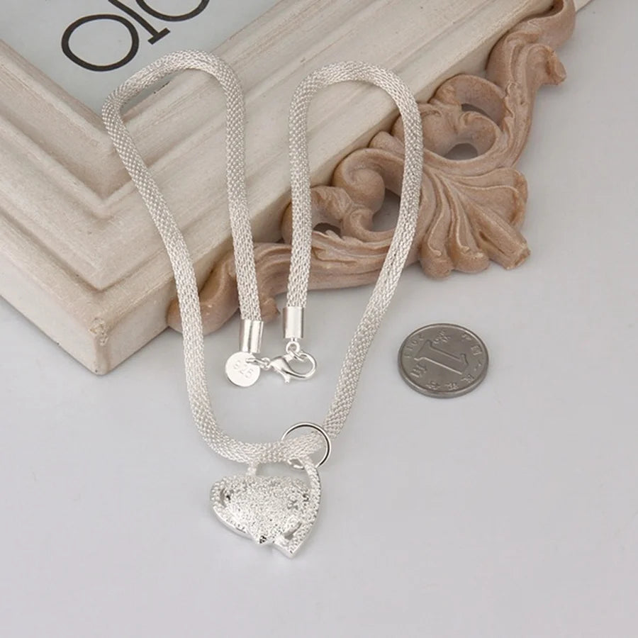 925 Sterling Silver Necklace Gorgeous Charm Fashion  Heart Wedding Lady Love for Women Noble Luxury 18 Inches 45cm Jewelry